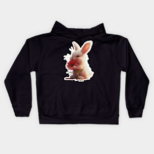 Radiant Smiles in 3D with Floral Whiskers, Fluffy Elegance Kids Hoodie